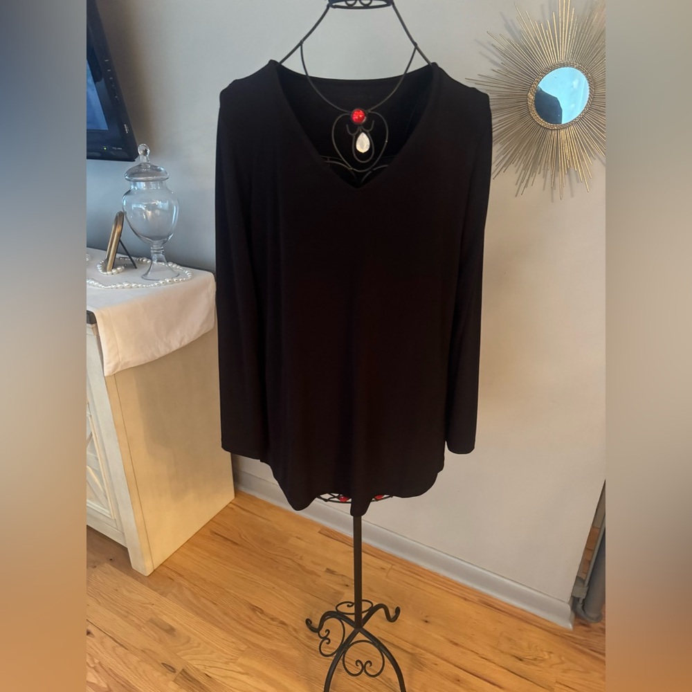 Susan Graver Black Long Sleeve Blouse